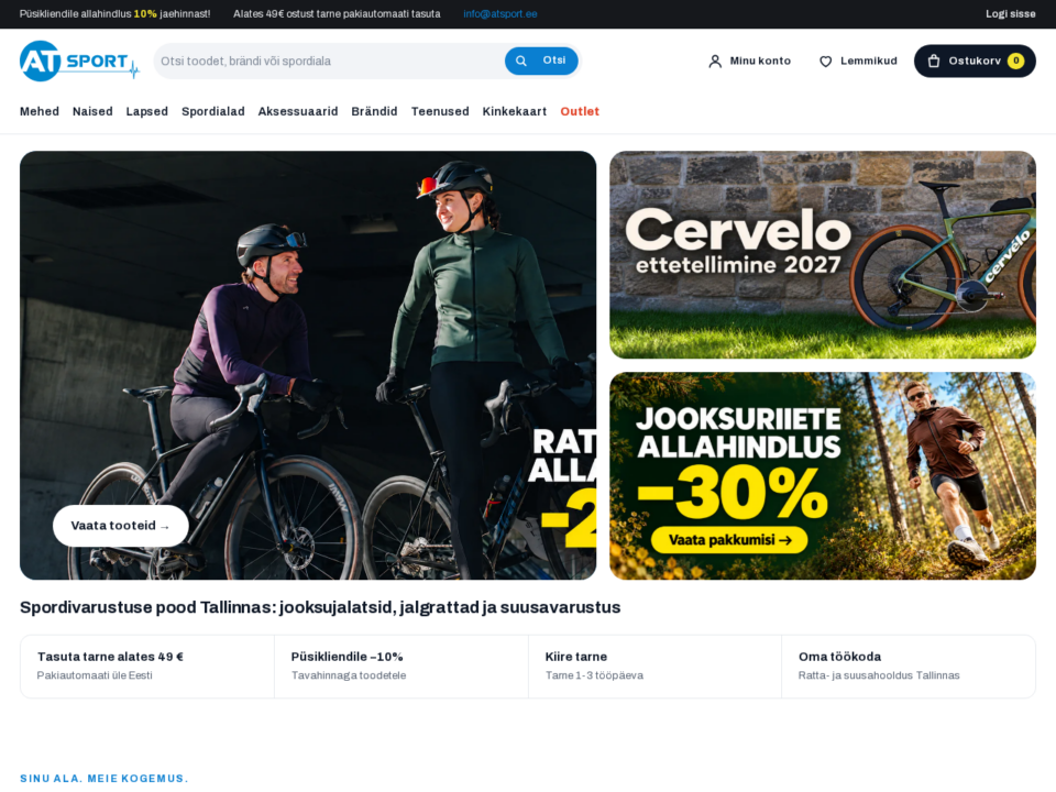 AT Sport e-pood: uus disain ja Directo integratsioon