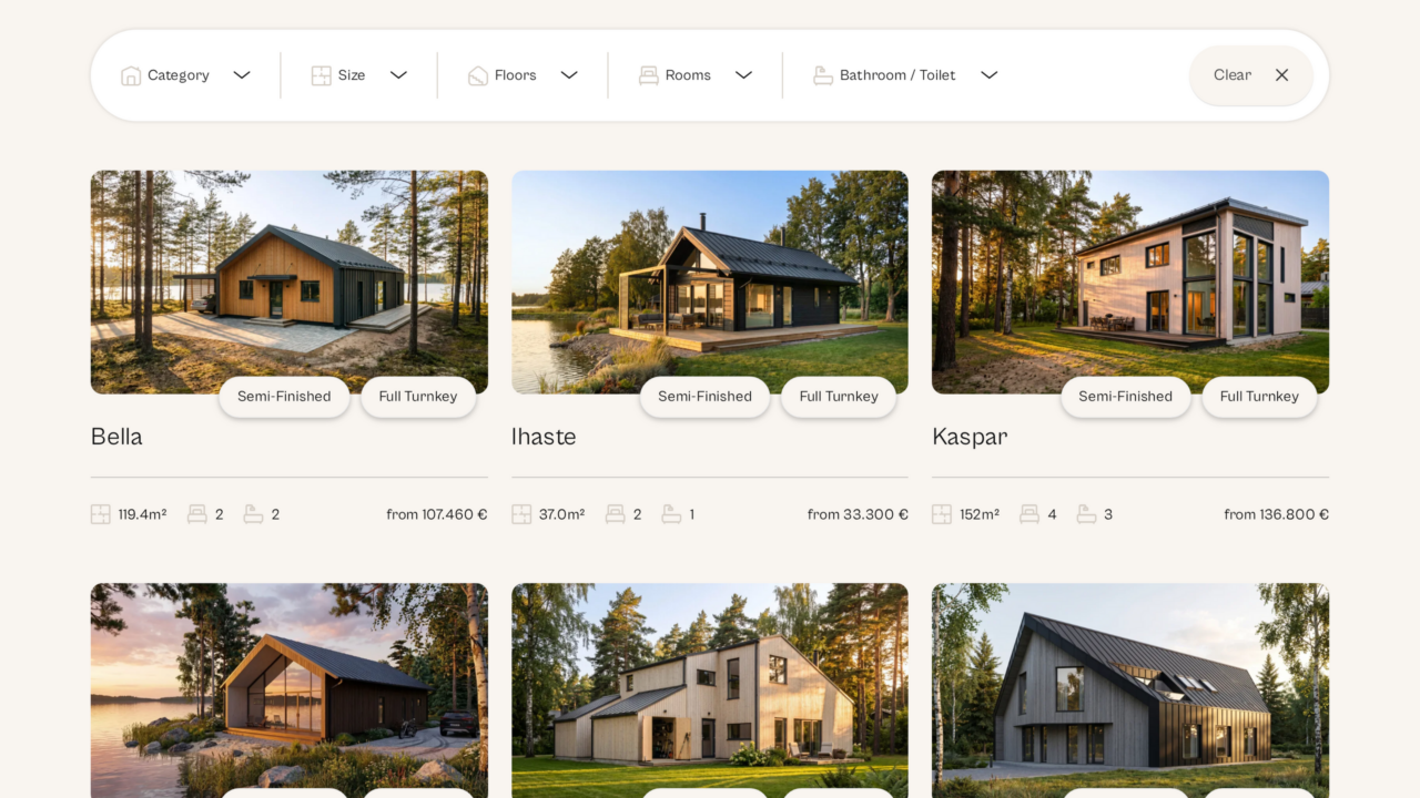 Elcora Housing veebileht ja majade kataloog
