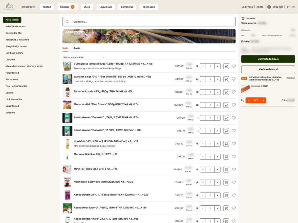 Foodexperti e-tellimiskeskus ja Directo integratsioon