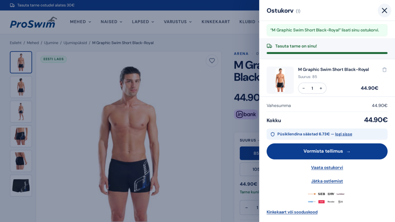 ProSwim e-pood: uus disain, klubihinnad ja laointegratsioonid